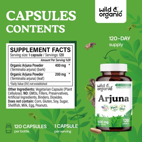 Wild & Organic cápsulas Arjuna cápsulas visibles