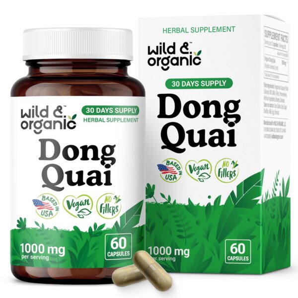 Wild & Organic Cápsulas de Dong Quai para mujeres 60 unidades
