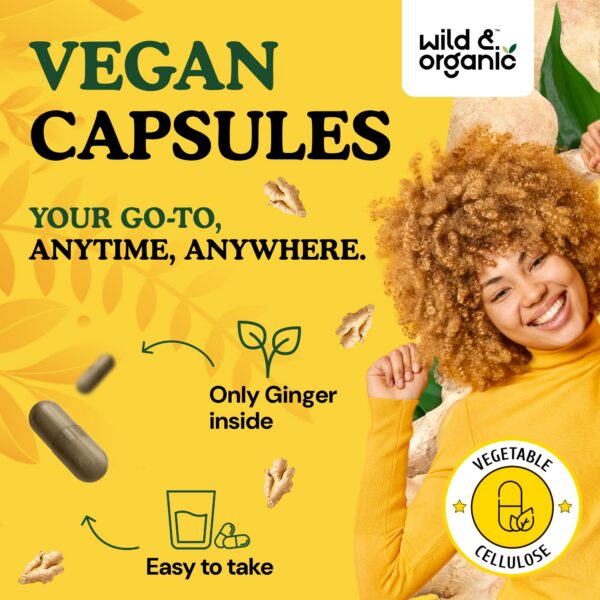 Wild & Organic cápsulas de jengibre abiertas