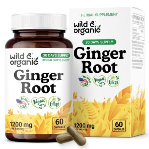 Version 1.0.0 Wild & Organic cápsulas de raíz de jengibre en botella