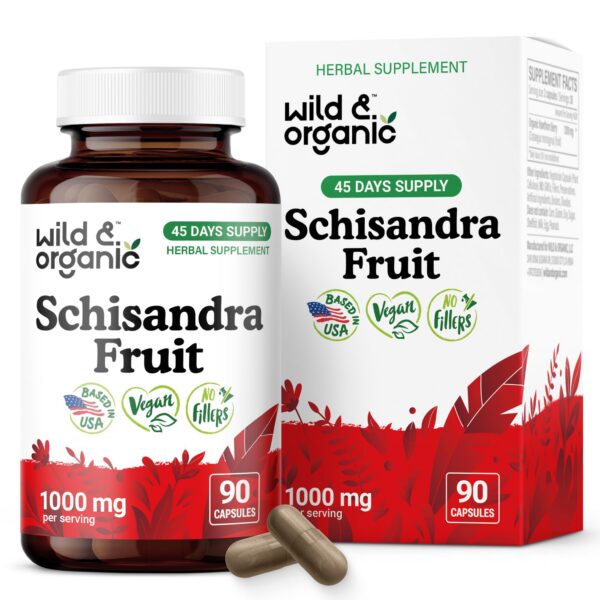 Frasco de cápsulas Wild & Organic Schisandra 1000 mg