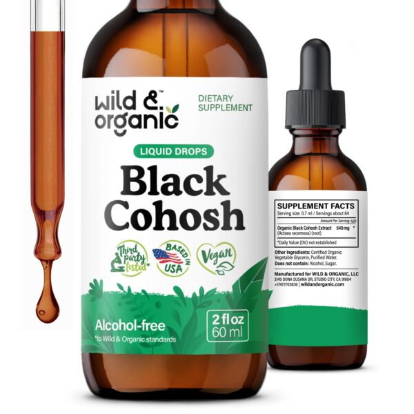 Wild & Organic gotas líquidas de cohosh negro para soporte femenino