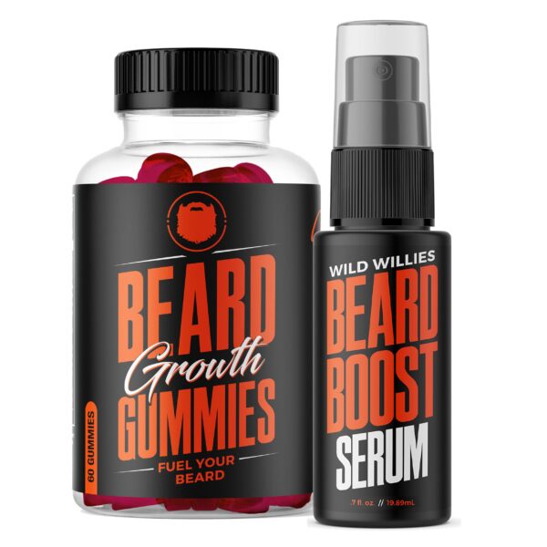 Kit Wild Willies para crecimiento de barba con suero y gomitas