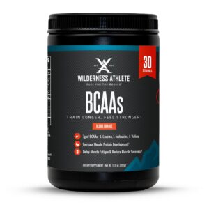 Wilderness Athlete BCAA polvo sabor naranja etiqueta frontal