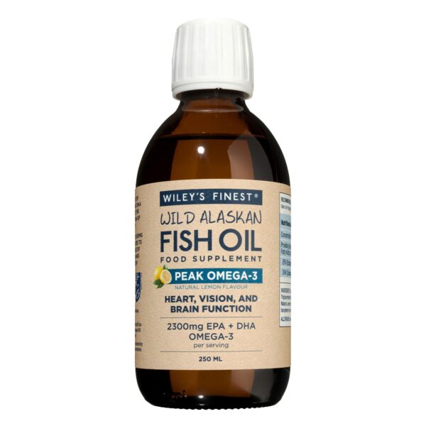 Frasco de Wiley's Finest Fish Oil Peak Omega-3 limón