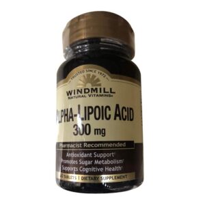 Windmill tabletas de ácido alfa-lipoico 300 mg frontal