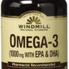 Frente del frasco Windmill Omega-3 1000 mg softgels
