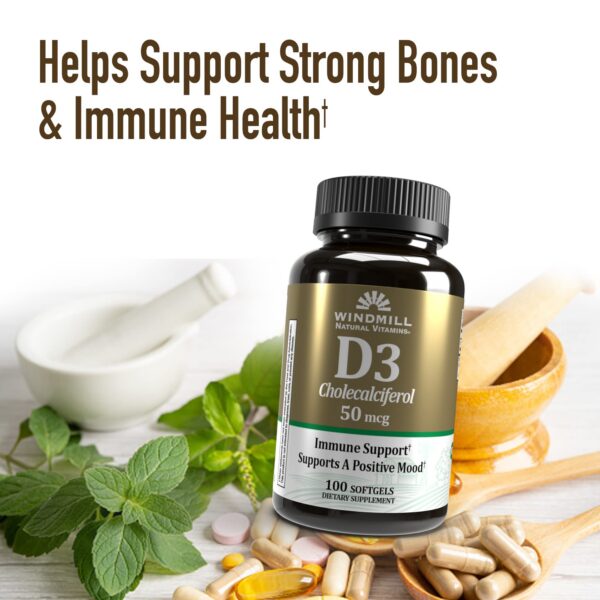 Windmill VIT D softgels contenedor frontal