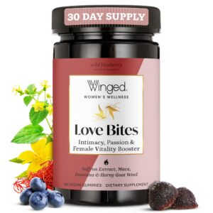 Envase de Winged Wellness Love Bites potenciador de libido para mujeres