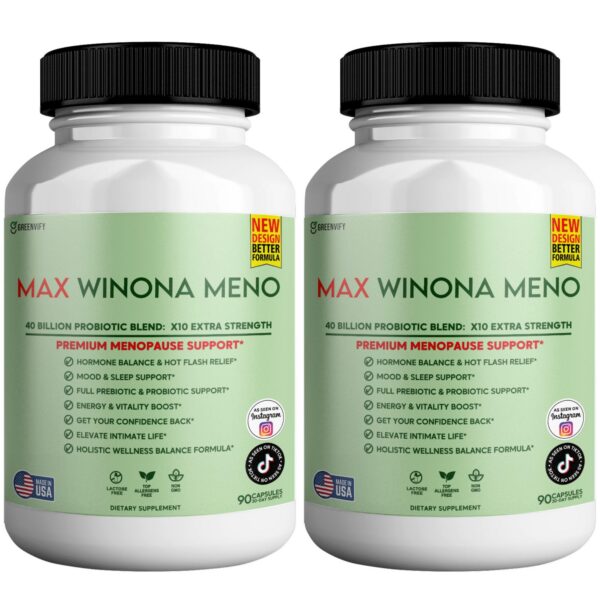 Version 1.0.0 Winona Max soporte menopausia 40 billones CFU probiótico.