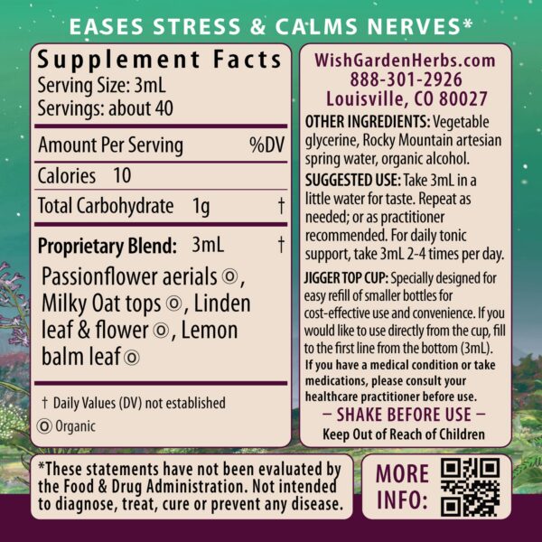 Extracto líquido natural WishGarden para estrés con toronjil y manzanilla