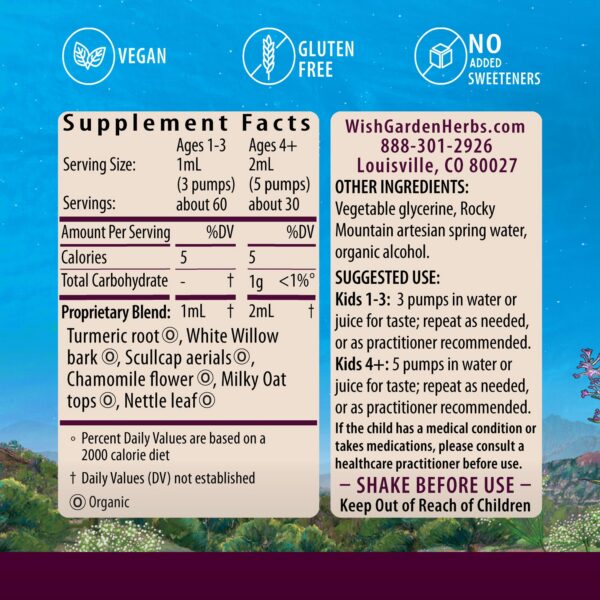 Etiqueta frontal del producto WishGarden