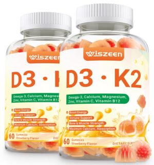 Frasco de Wiszeen gomitas D3 K2 con Omega-3