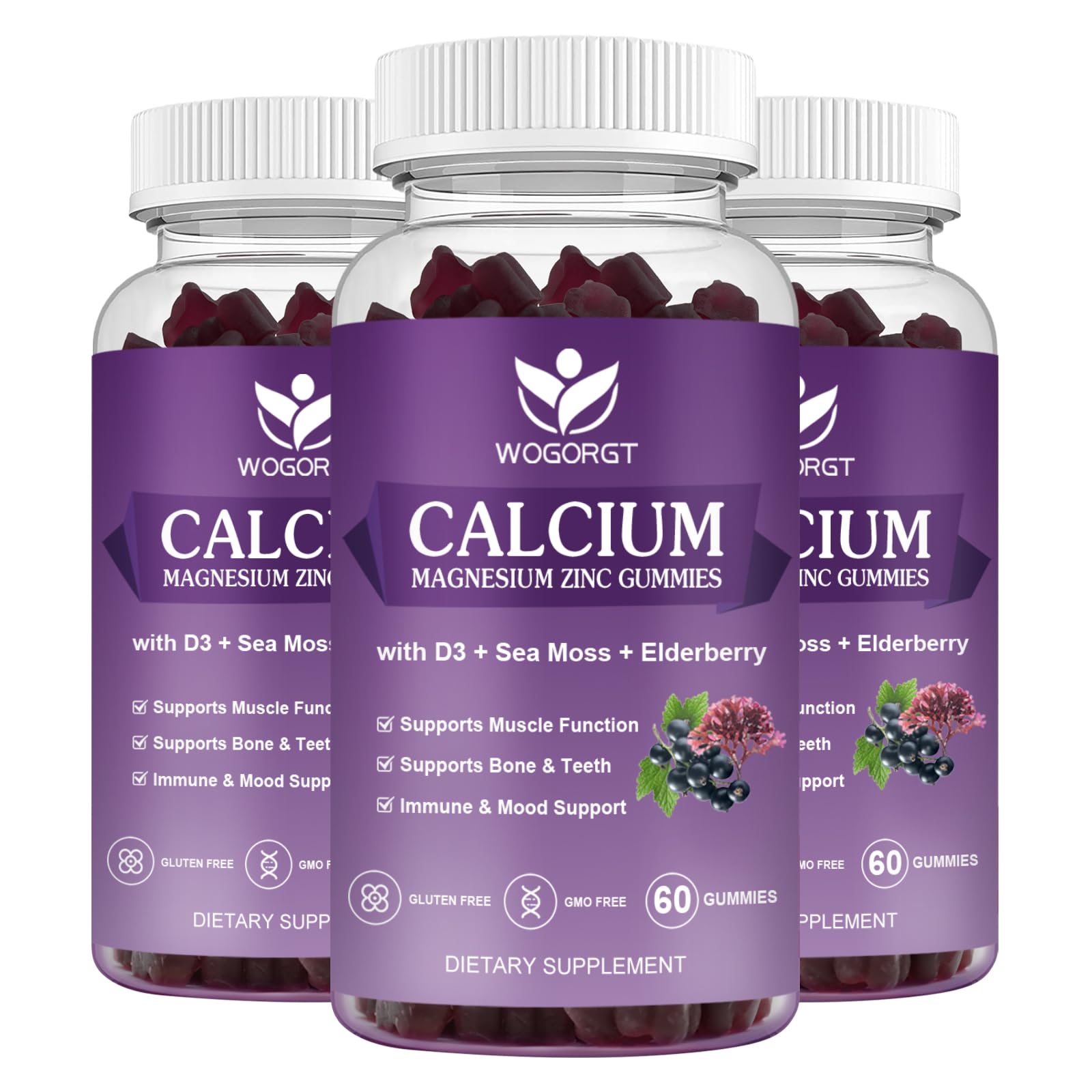 WOGORGT Calcium Magnesium Zinc Gummies with Vitamin D3