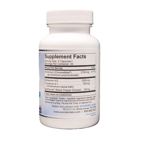 Suplemento natural con canela y cromo Wonder Laboratories