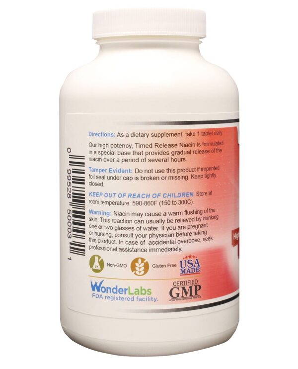 Wonder Laboratories suplemento niacina 500 mg sin alergias