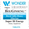 Etiqueta del bote Wonder Bee/Ginseng 250 Tabletas
