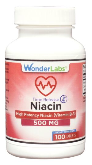 Wonder Labs niacina 500 mg liberación prolongada, 100 tabletas