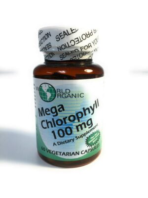 Version 1.0.0 World Organic Chloro Mega 100mg frasco cápsulas nutricionales