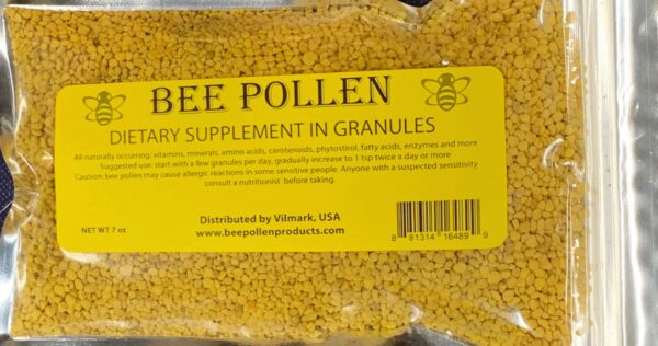 Etiqueta de polen de abeja en gránulos