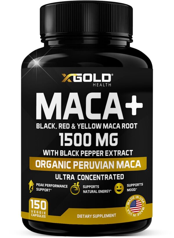X Gold Health cápsulas maca orgánica 1500 mg 150 unidades