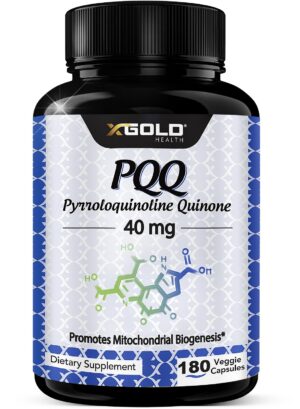 Version 1.0.0 Suplemento X Gold Health PQQ caja frontal y botellas