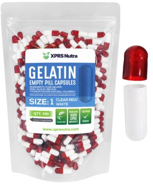 XPRS Nutra cápsulas vacías gelatina tamaño 1 transparentes rojo blanco