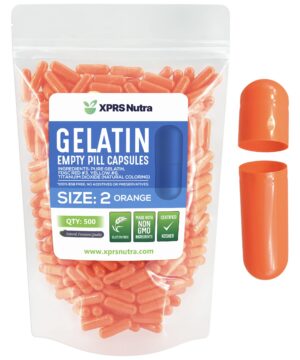 Version 1.0.0 Frente de cápsulas gelatinosas vacías tamaño 2 naranja