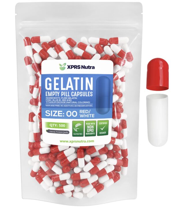 Cápsulas vacías tamaño 00 rojo blanco 500 unidades para suplementos