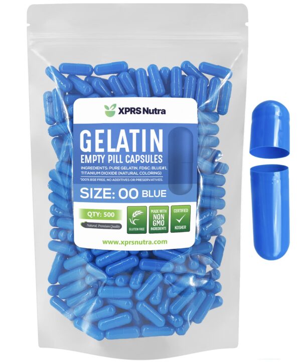 Cápsulas vacías azul tamaño 00 para suplementos DIY
