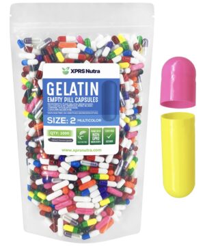 Paquete 1000 cápsulas vacías tamaño 2 XPRS Nutra multicolor