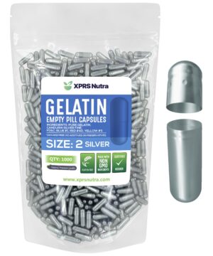 Paquete cápsulas vacías tamaño 2 gelatina plateada 1000 unidades
