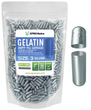 Version 1.0.0 Paquete cápsulas vacías XPRS Nutra tamaño 3 color plata