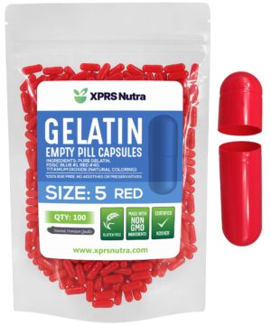 Paquete XPRS Nutra cápsulas vacías tamaño 5 gelatina roja 100 unidades