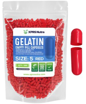 Pack de cápsulas vacías XPRS Nutra tamaño 5 color rojo transparentes