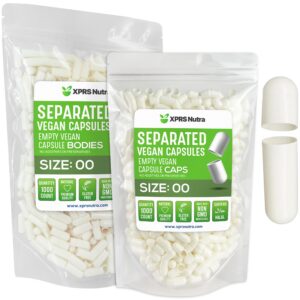 Cápsulas veganas tamaño 00 vacías separadas blancas 1000 XPRS Nutra