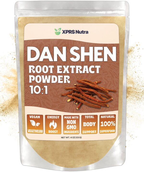Version 1.0.0 XPRS Nutra Dan Shen polvo extracto raíz 4 oz salvia roja