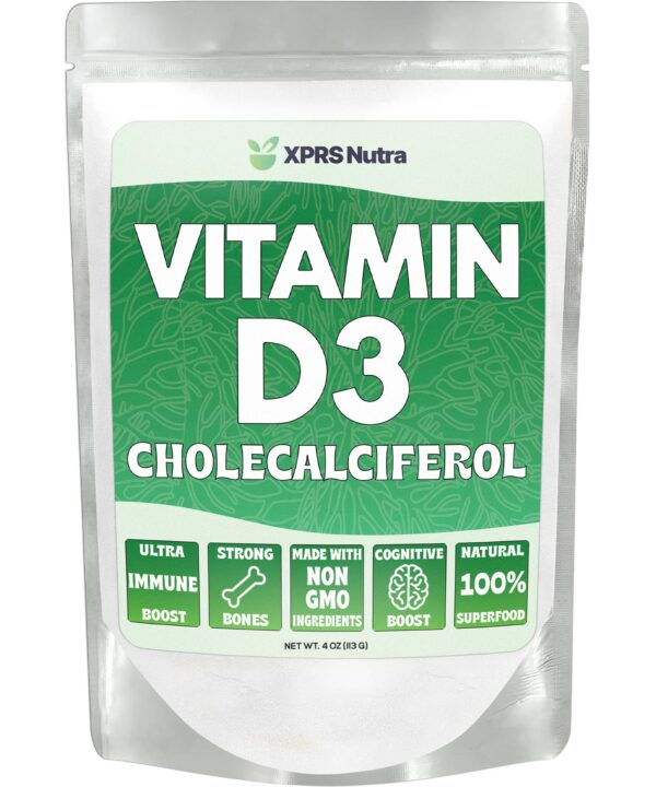 Frasco de polvo vitamina D3 XPRS Nutra