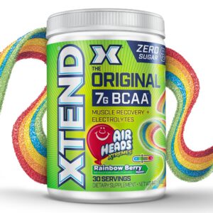 Version 1.0.0 Xtend BCAA polvo Airheads Rainbow Berry etiqueta frontal