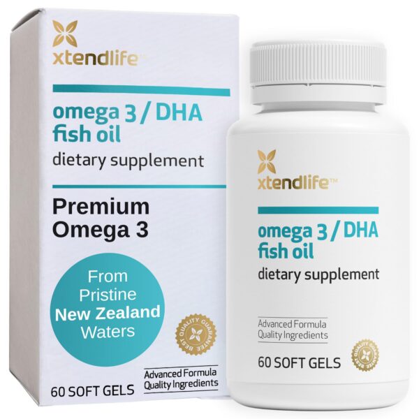 Xtendlife Omega 3-6-9 cápsulas frasco y etiqueta