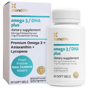 Frente del envase Xtendlife Omega 3 DHA EPA Astaxantina
