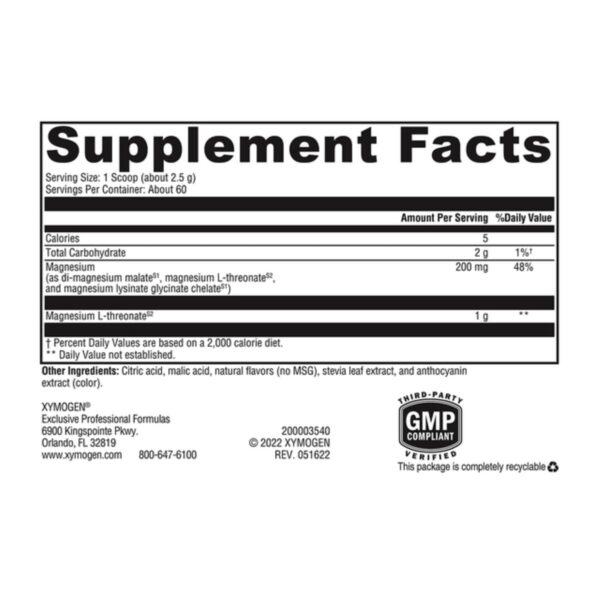 Ingredient label OptiMag Neuro