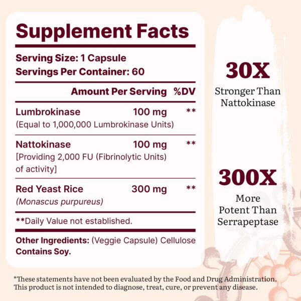 Etiqueta de lumbrokinasa nattokinasa arroz rojo