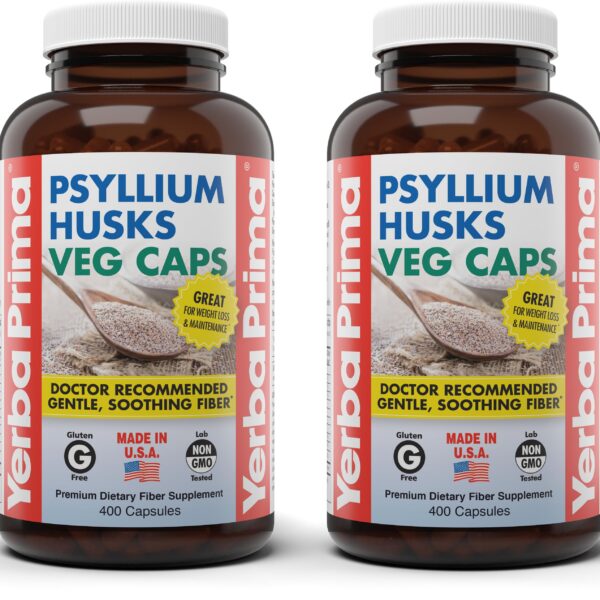 Yerba Prima cápsulas vegetales psyllium 400 cápsulas paquete doble