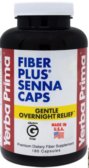 Yerba Prima Fiber Plus Senna cápsulas frasco 180 unidades