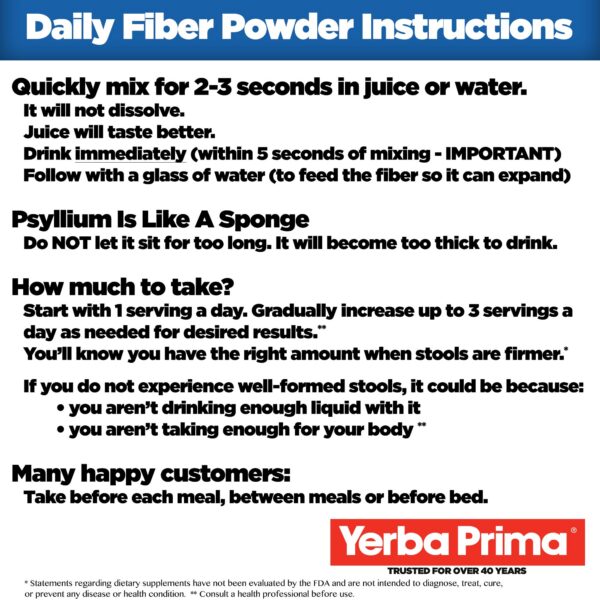 Yerba Prima fibra para limpieza de colon sin gluten