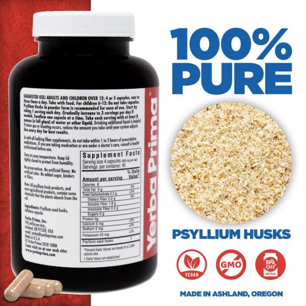 Version 1.0.0 Paquete de 4 Yerba Prima psyllium husks veg caps