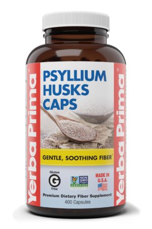 Yerba Prima cápsulas psyllium para salud del colon y fibra natural