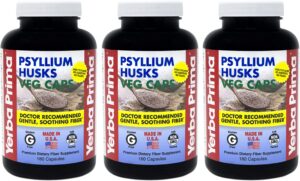 Yerba Prima psyllium fibras cápsulas veganas 180 unidades paquete 3