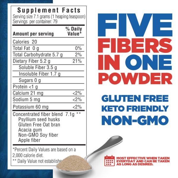 Suplemento de fibra sin sabor para salud digestiva y regularidad